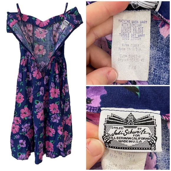 Jodi Schwartz For Bill Berman California RETRO Vintage Midi Tea Dress 80s 7/8 SM - Picture 8 of 15